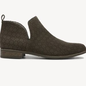 Dr Scholl Perforated Ankle Boots Olive Size 8 Wide